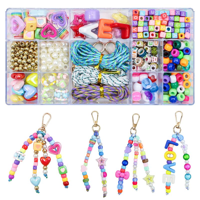 Cross-Border Amazon Acrylic Keychain DIY Bracelet Beading Kit Material Package Beading Accessories Beads