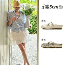 银色单鞋女2026新款夏季透气玛丽珍鞋一脚蹬女鞋子厚底半拖凉拖鞋