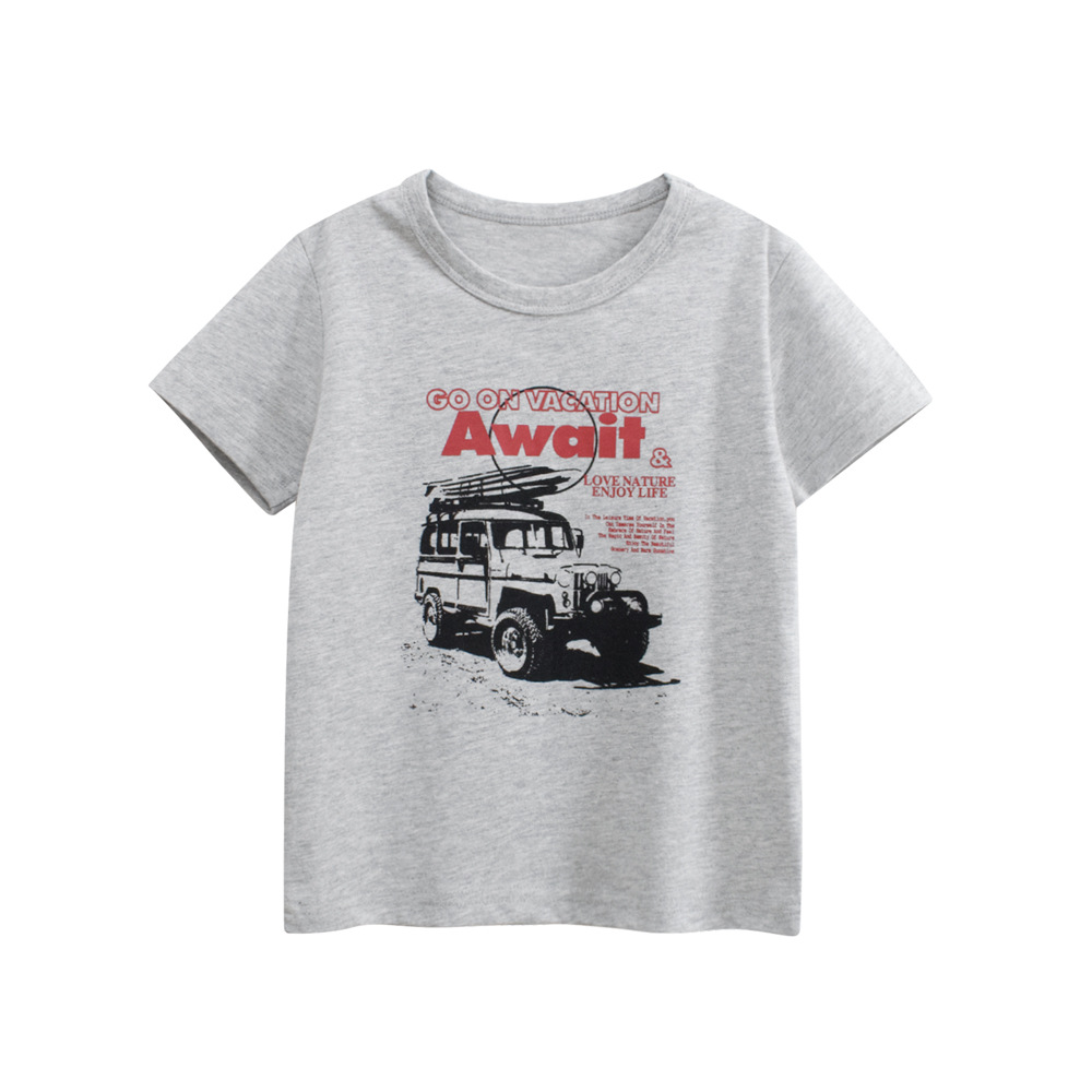 27kids ropa infantil de verano para niños 2025 nuevo estilo estilo occidental camiseta de manga corta ropa de dibujos animados para bebés suministro transfronterizo