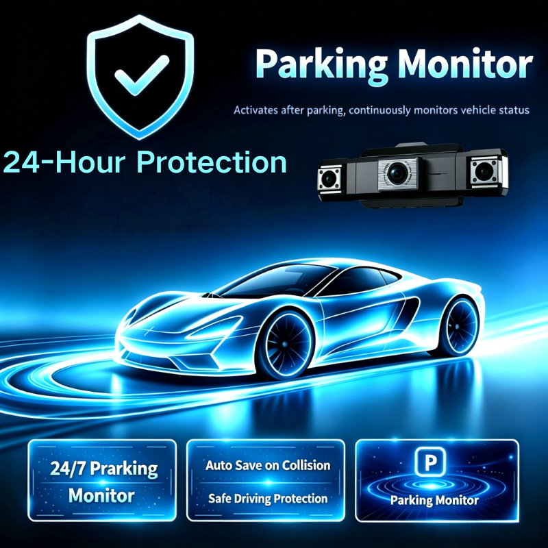 Cross-border four-lens dashcam with high-definition night vision, simultaneous four-record display, mobile phone connectivity, and in-car four-record recorder