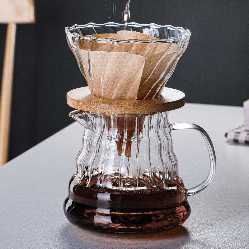 High Borosilicate Glass Coffee Pot Cup Sharing Pot Integrated Filter Cup American Vertical Pattern Cloud Pot Coffee Set Brewing High Borosilicate Glass Coffee Pot Cup Sharing Pot Integrated Filter Cup American Vertical Pattern Cloud Pot Coffee Set Brewing