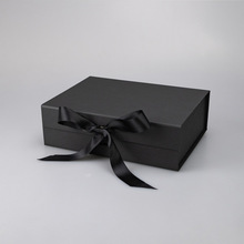 現貨磁鐵翻蓋黑色折疊盒清新收納盒生日禮物紙板蝴蝶結禮盒印刷