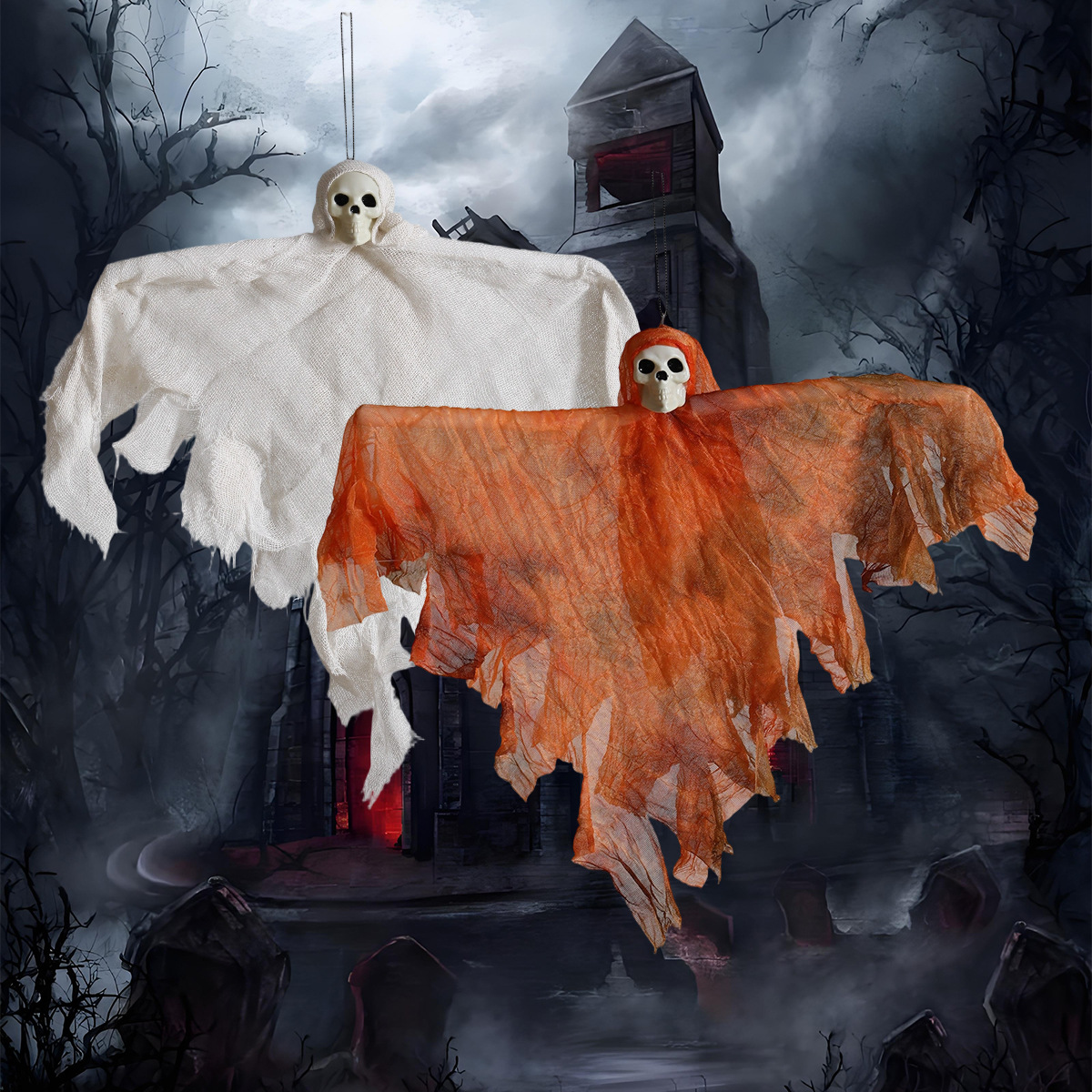 Cross-border Halloween Skull Little Hanging Ghost Color Colgante Accesorios Festival de fantasmas Bar Festival Festival Decoración de escenas de vacaciones Little Ghost al por mayor