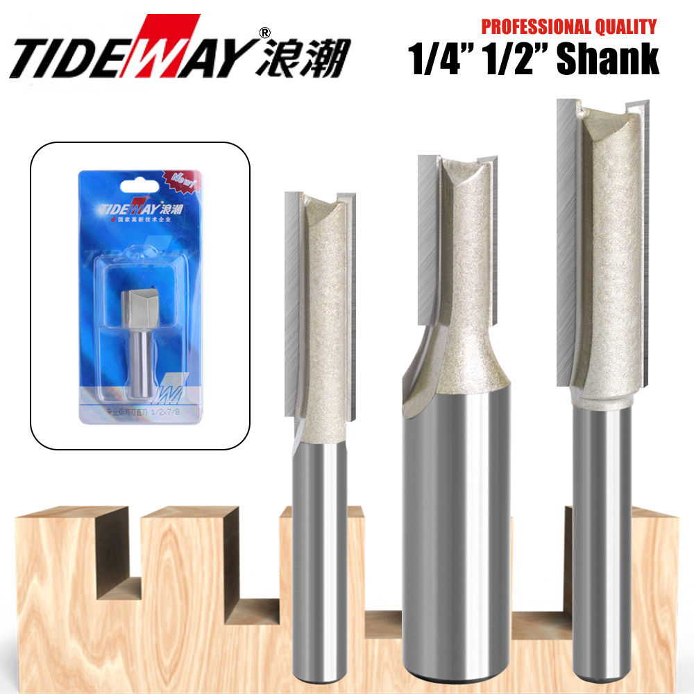 1/4柄1/2柄浪潮专业级单刃双刃直刀开槽木工铣刀修边机刀头