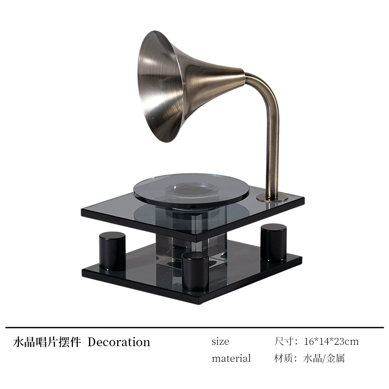 匠十三 Modern light luxury model room living room TV display large flat glass ornaments