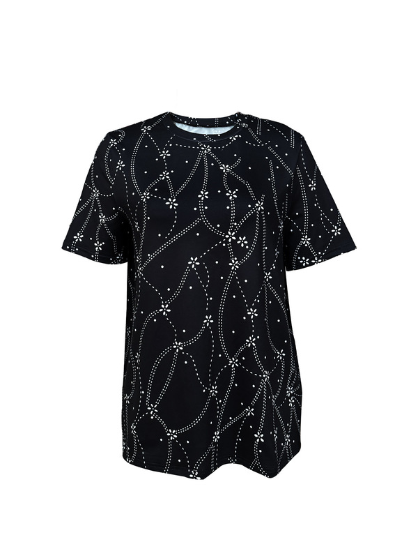TEMUアマゾンクロスボーダーレディース春新作ラウンドネック半袖デジタルプリントカジュアルプルオーバーtシャツ現物|undefined