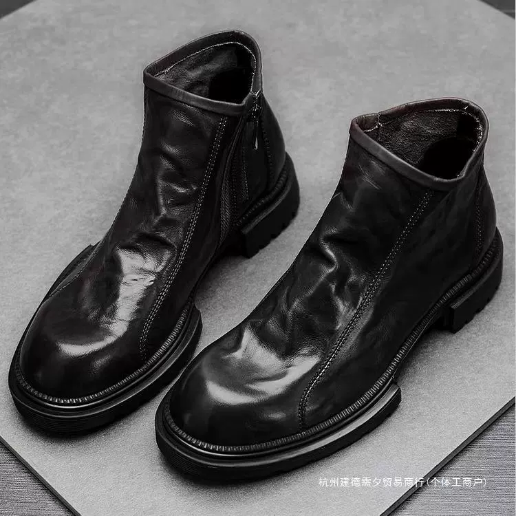 Ankle boots (Martens) genuine leather, platform sole, zipper, demi‑season breathable Chelsea style