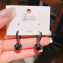 经典黑色钻球耳扣耳环冷淡风小众设计感耳饰新款高级感时尚耳环