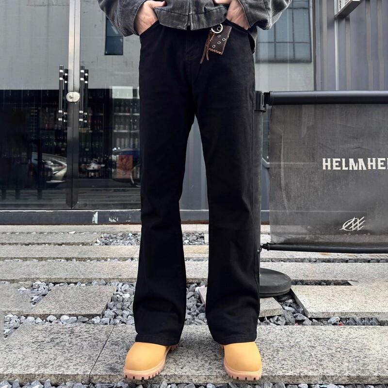 Lned7 American Cleanfit Bootcut Jeans 517 Scimitar Cut Black Stretch Autumn and Winter Jeans for Men