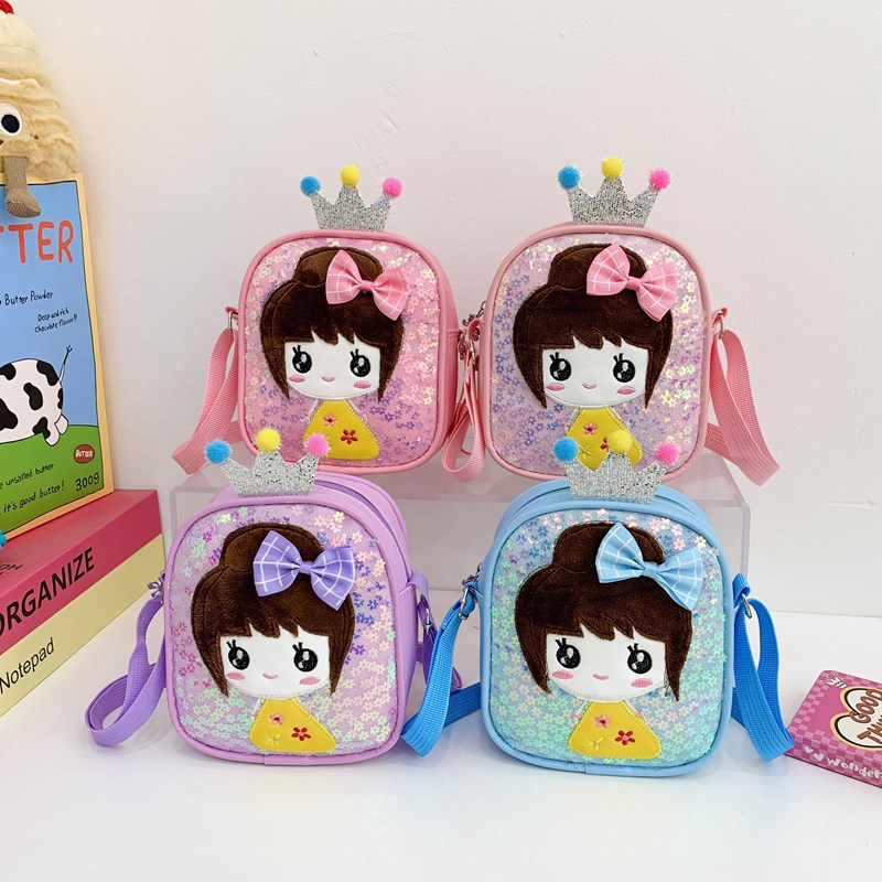 Mochila de moda de sequillas para bebés, lindas bolsas de hombro para niñas de corona, 2025 bolsas de comercio exterior para niños nuevos tipos coreanos