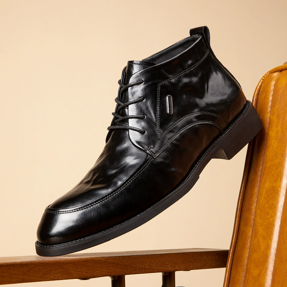 Осенние и зимние новые кожаные сапоги Martin мужская обувь плюс бархатные сапоги британский стиль бизнес повседневная кожаная обувь