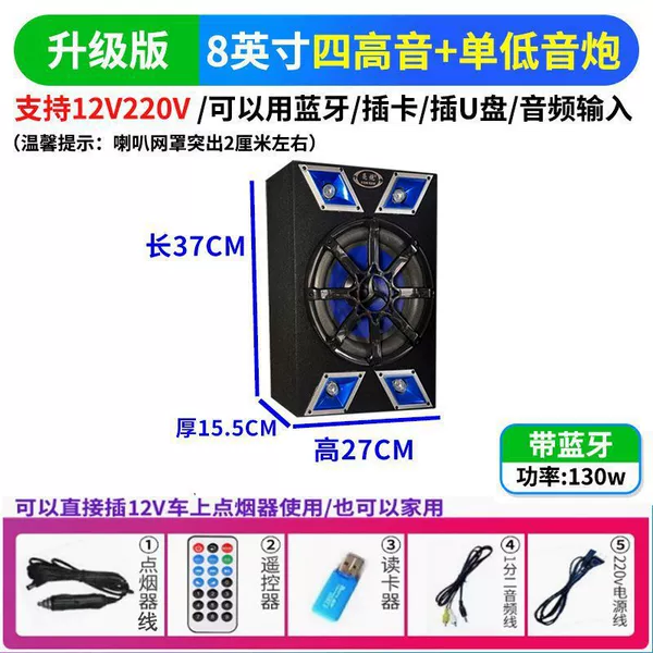 8 -inch upgrade version 12V220V with Bluetooth+cigarette line