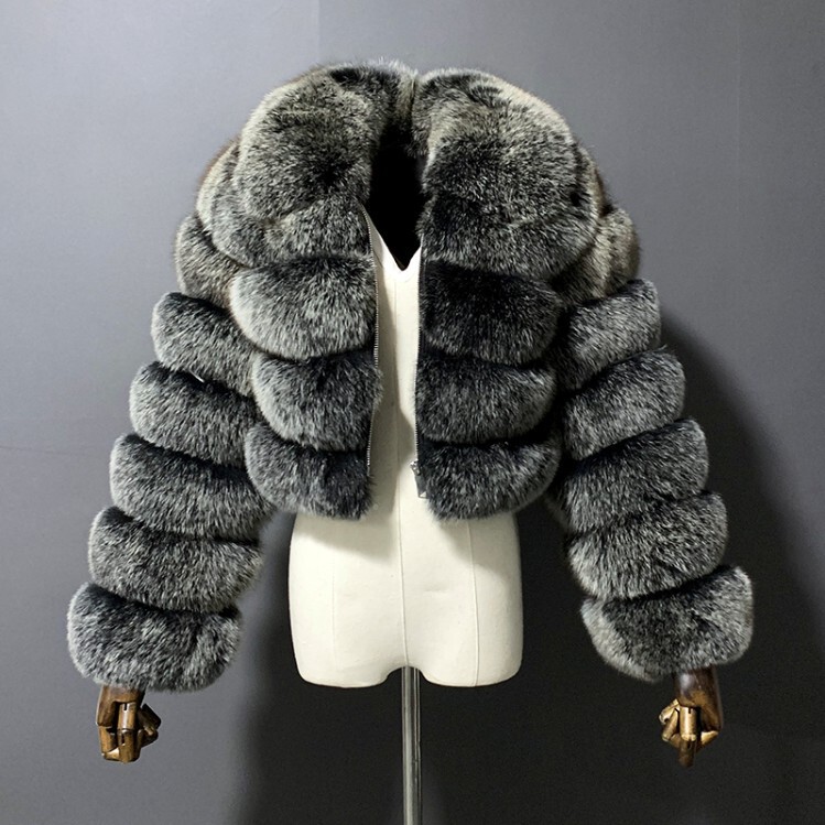Fur European and American Manufacturers Fur Jacket Imitation Fox Fur Splicing Short Lapel Long-Sleeved Jacket Women's Ready Stock Wholesale Fur European and American Manufacturers Fur Jacket Imitation Fox Fur Splicing Short Lapel Long-Sleeved Jacket Women's Ready Stock Wholesale