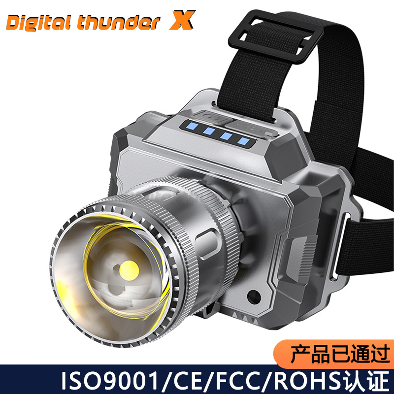 Nueva luz LED recargable iluminación de largo alcance al aire libre trabajo acampando pescar por la noche cabeza inducción luz