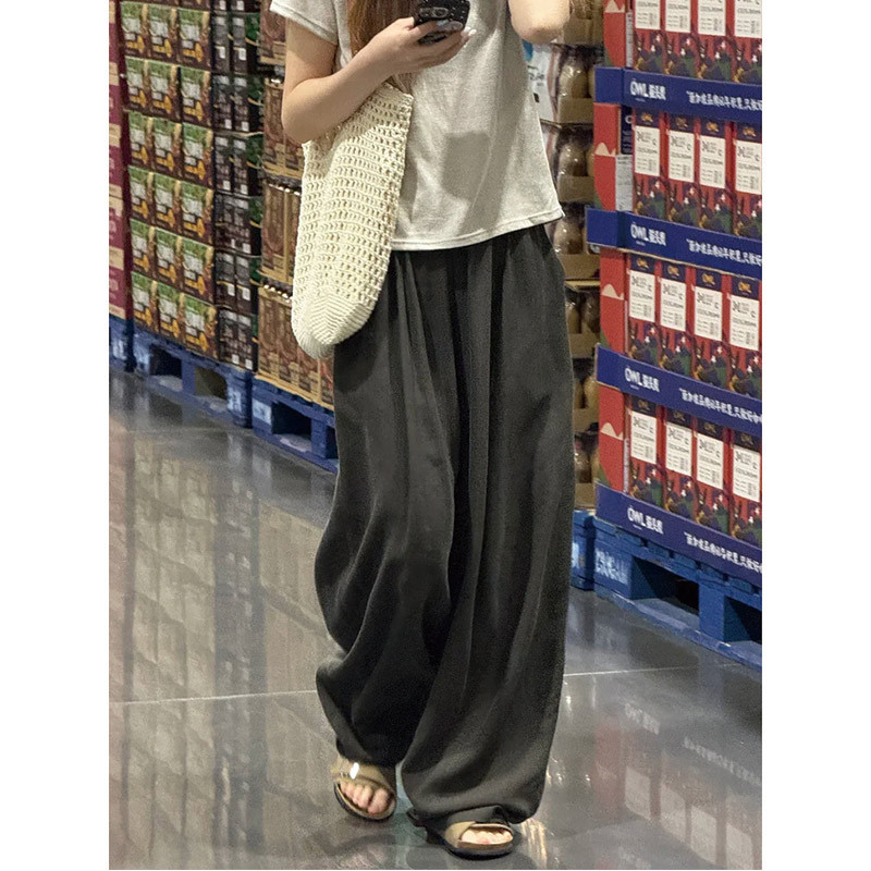 Tencel Linen Wide-Leg Pants for Women, Summer Thin Style, Old Money Style, High-Waisted, Casual, Loose, Slimming, Cotton-Linen Straight Pants