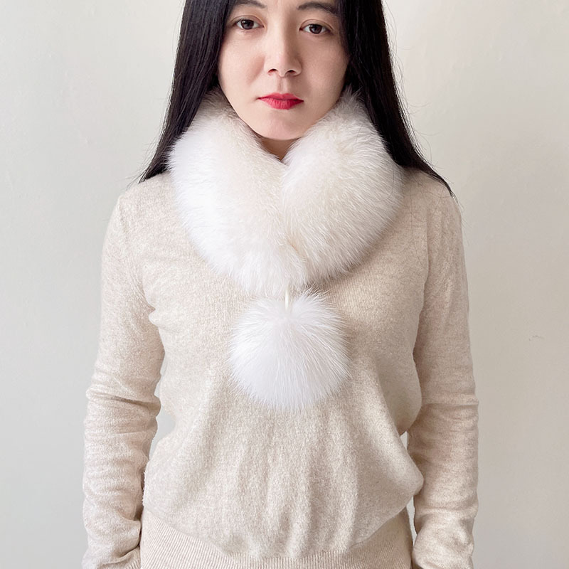 New Imitation Fox Fur Scarf for Women in Autumn and Winter Double-Sided Scarf Warm Fur Ball Clip Scarf Korean Style Versatile Fur Collar