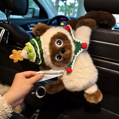 Creative and cute plush toy car tissue box, car interior decoration tissue box, Siamese cat car tissue box