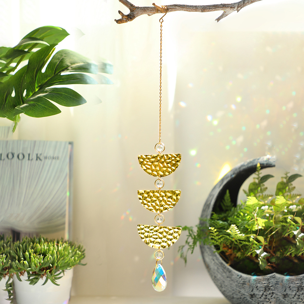 Amazon Best Selling Metal Crystal Glass Engraved Wall Hanging, Simple Home Decor Alloy Sun Catcher