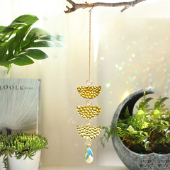 Amazon Best Selling Metal Crystal Glass Engraved Wall Hanging, Simple Home Decor Alloy Sun Catcher