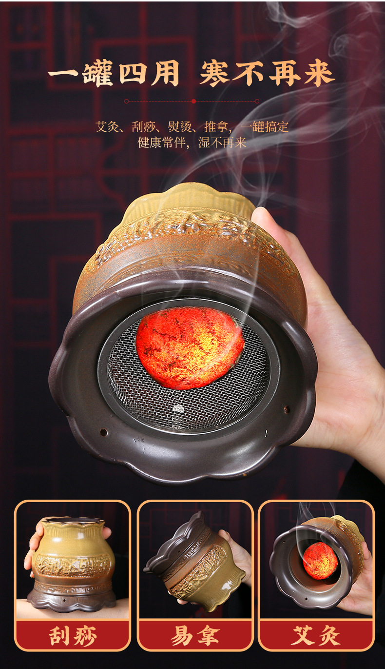 Ceramic Fire Dragon Cupping Jar Moxibustion Warmer for Home Spa Massage Therapy 700g specifications