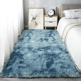 跨境长方形床边毯飘窗榻榻米坐垫纯色长条毛绒地毯丝毛扎染防滑垫