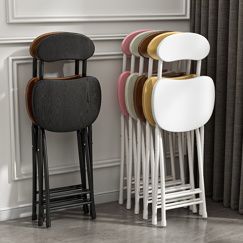 Folding Chair with Backrest, Portable High-Legged Small Round Stool, Small Dining Table Chair for Home Use, Dormitory Balcony Gω
