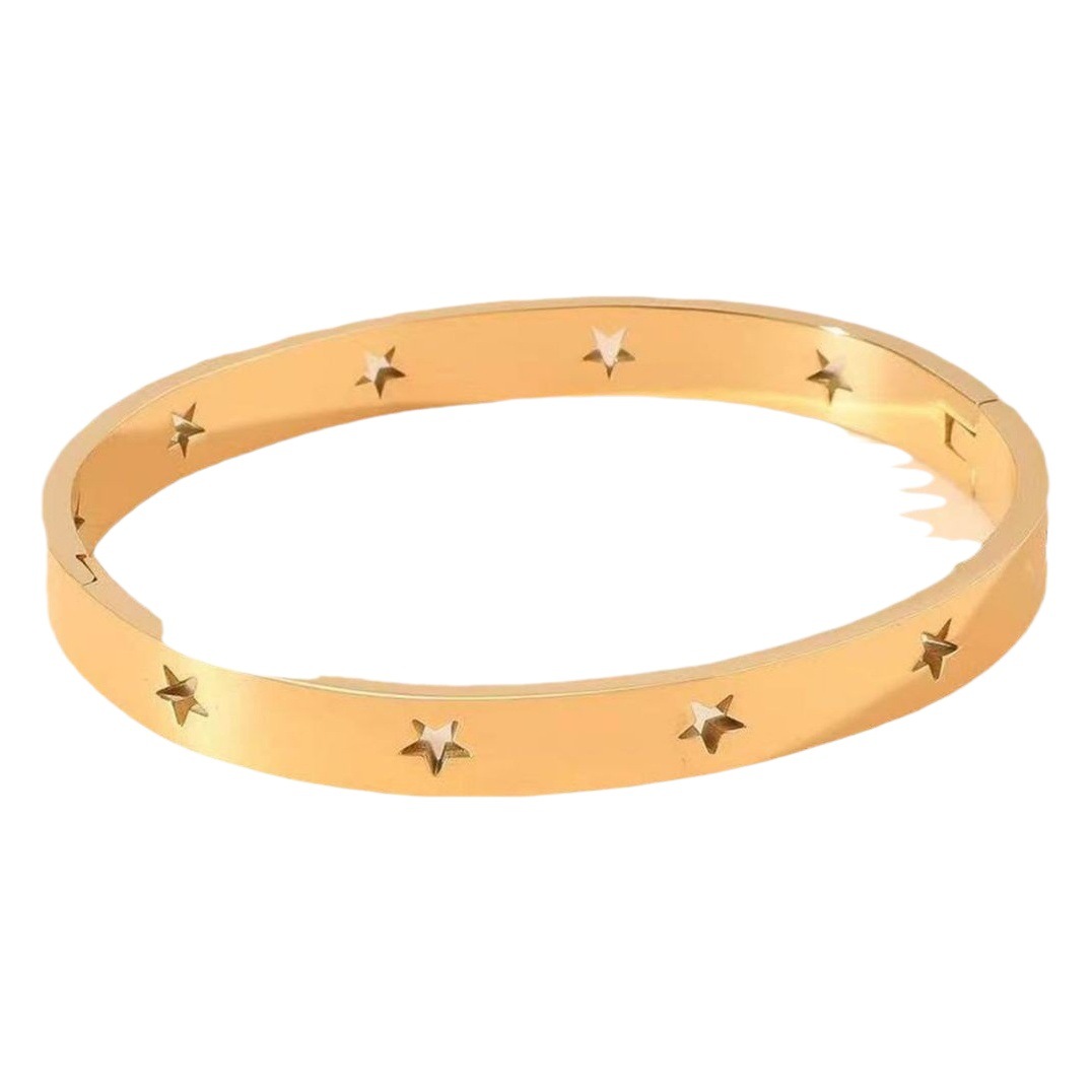 Pulsera Abierta de Acero de Titanio, de Acero Inoxidable, Electrochapado, Ajustable image 1