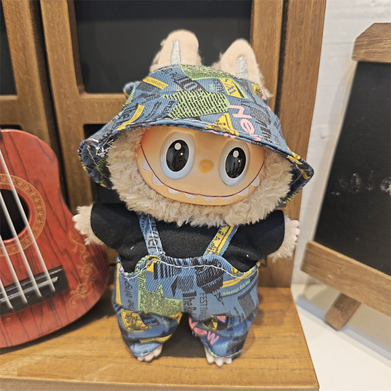 Labubu ベビー服ビニールラブブ 17 センチメートル人形かわいいドレスアップカジュアルスーツスカートぬいぐるみ服|undefined