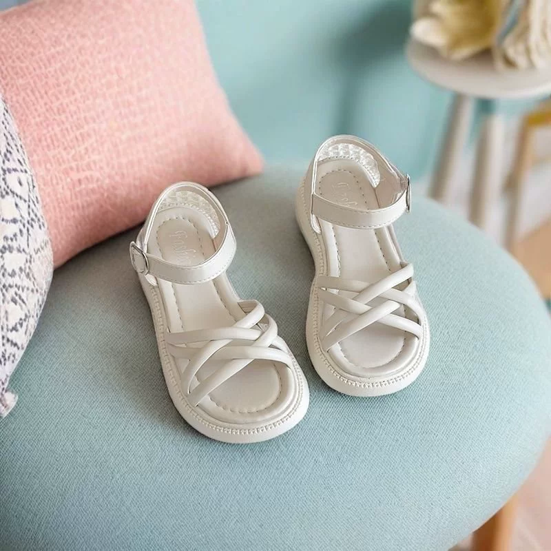 新款女童凉鞋夏款小女孩中童洋气公主鞋学生版青少年凉鞋女沙滩鞋