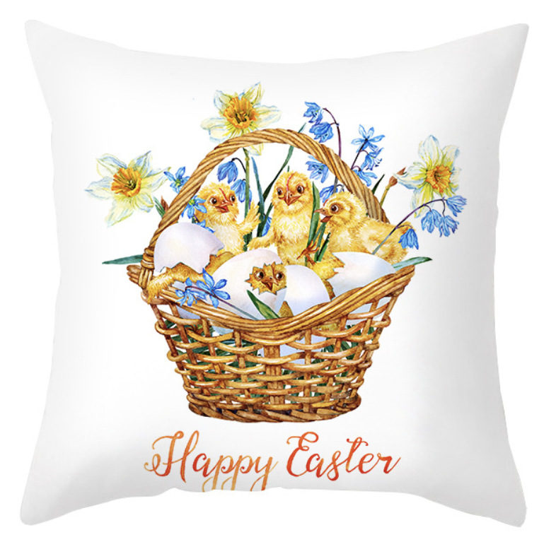 Amazon lino transfronterizo corto peluche conejo de Pascua acuarela guirlandas decorativas para el hogar almohadilla de almohada
