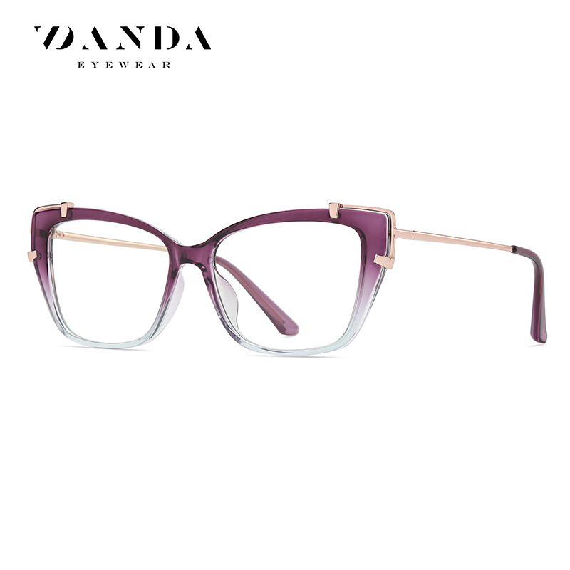 Comercio exterior nuevo Marco de las gafas TJ876 moda europea y americana ojo de gato gafas lisas TR + metal mixto anti-azul gafas de luz