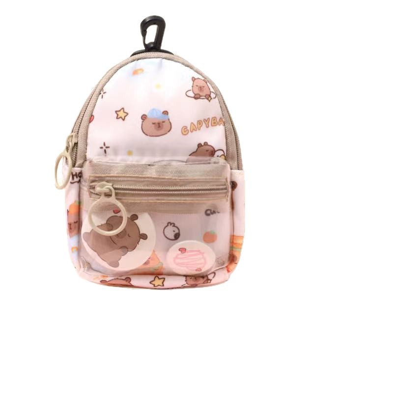 Mochila pequeña multifunción con diseño de capibara - Incluye monedero y bolsillo para auriculares - Estilo cartoon - Para organizar objetos pequeños