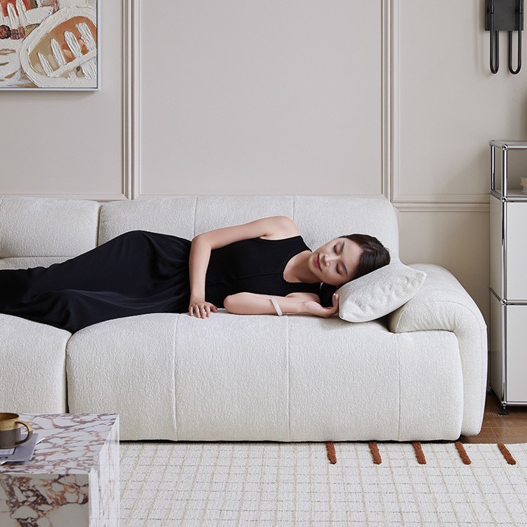 Art de la sala de estar moderna y simple línea recta francesa crema de sofá de estilo superior sofá pequeño