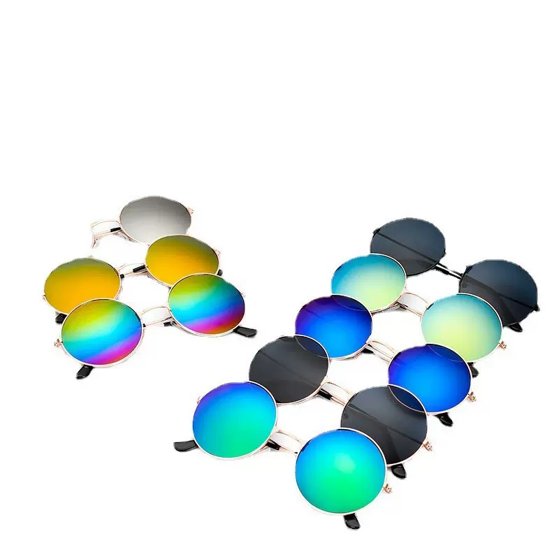 批发时尚复古太子镜 混批彩色圆形太阳眼镜 抖音网红个性遮阳墨镜