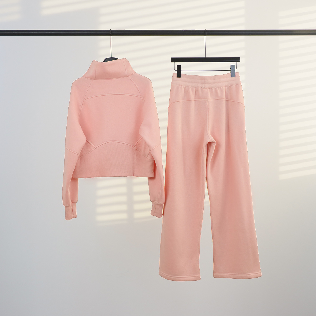 Women's Stand Collar Half Zip Fleece Lined Jogger Set Sportswear_voghion.com