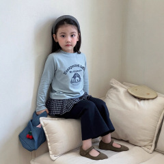 女童T恤2025秋季新款儿童软糯亲肤小狗印花高品质上衣女宝打底衫
