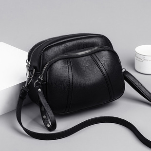 (Cross-border trading), fashionable shoulder bag, one-shoulder bag with zipper, genuine leather