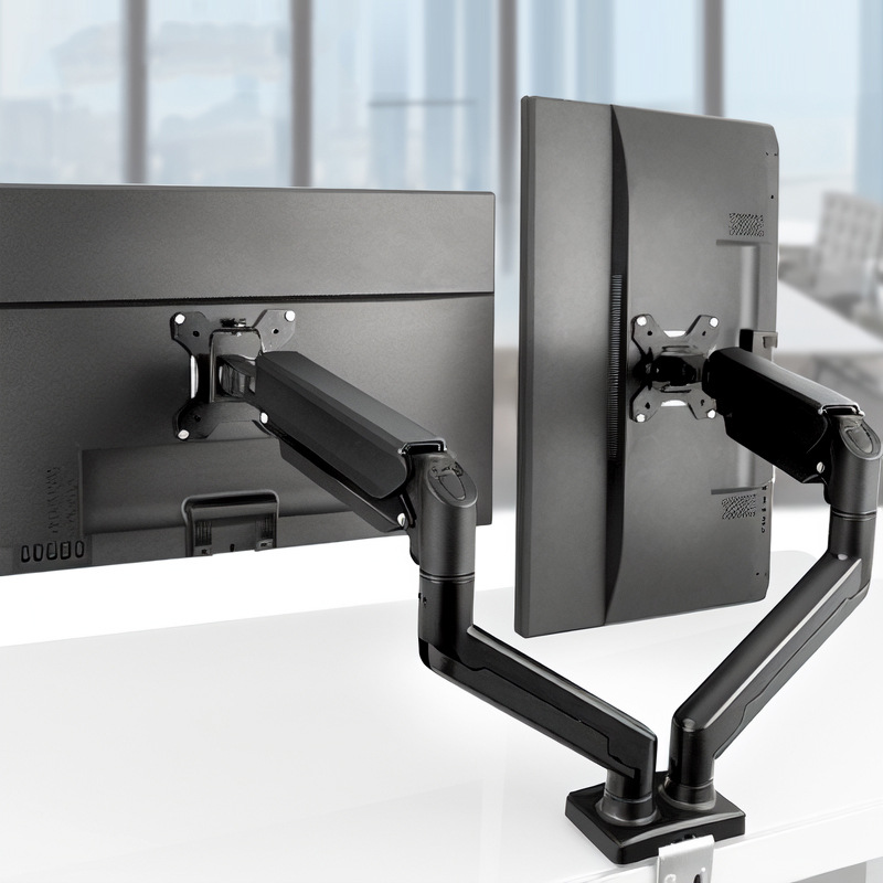 듀얼 스크린 다크 나이트 블랙 [테이블 홀/클립 테이블 공압 호버 02B] 단일 암 내하중 10KG 17-32inch