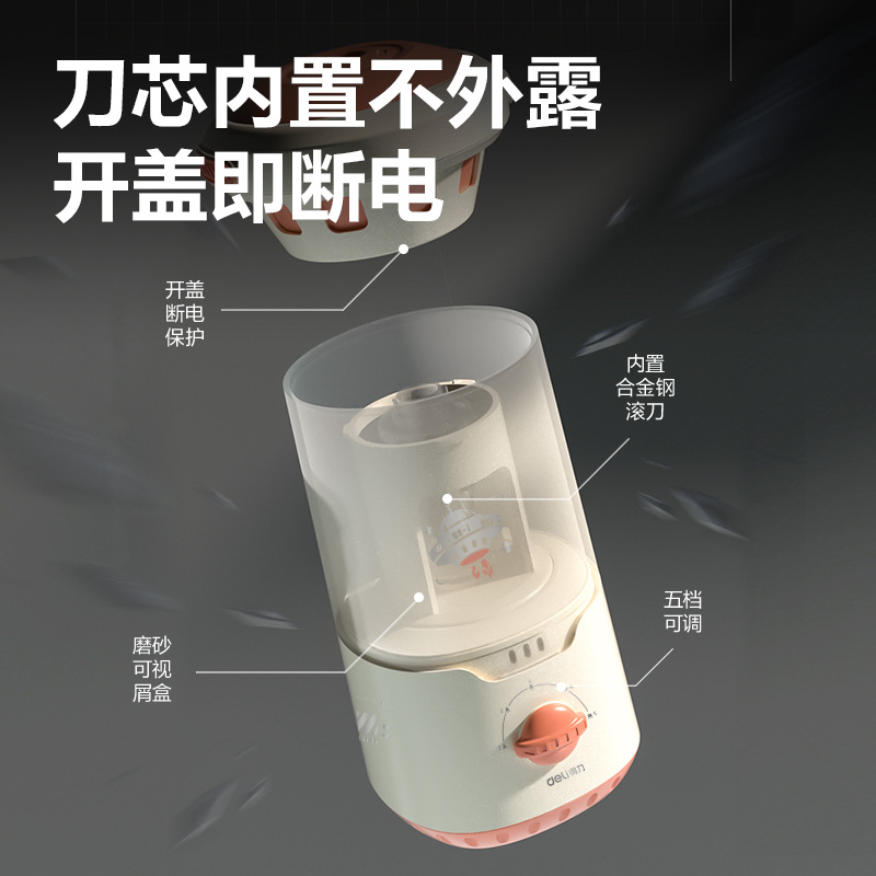 Deli eléctrico de gran calibre cuchillo de lápiz cuchillo de lápiz rotativo especial para estudiantes de escuela primaria cuchillo de lápiz planador de arte automático