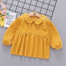 女童围兜长袖反穿衣儿童饭兜婴幼儿防水罩衫秋冬纯棉宝宝吃饭罩衣