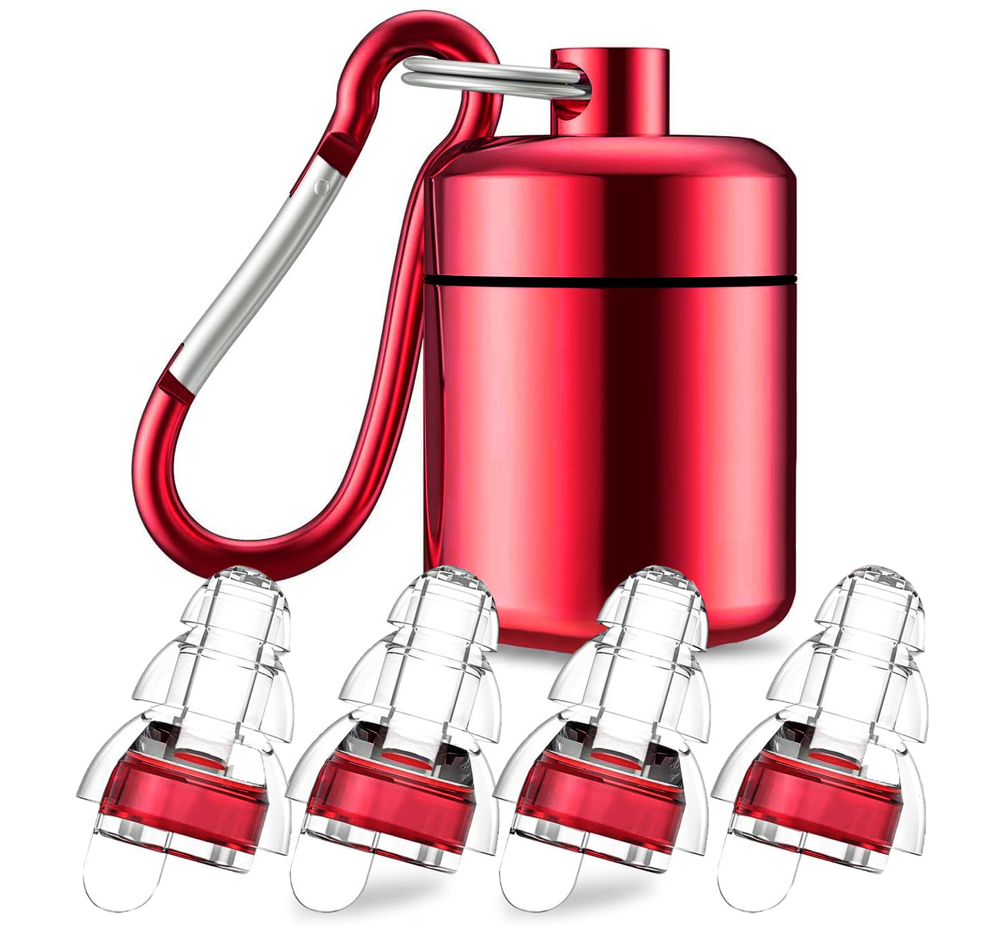 빨간 귀마개 빨간 알루미늄 병 두 쌍