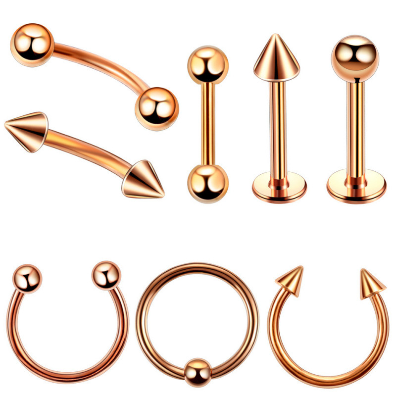 8-pack Stainless Steel Nose Rings And Ear Studs Set Jewellery_voghion.com