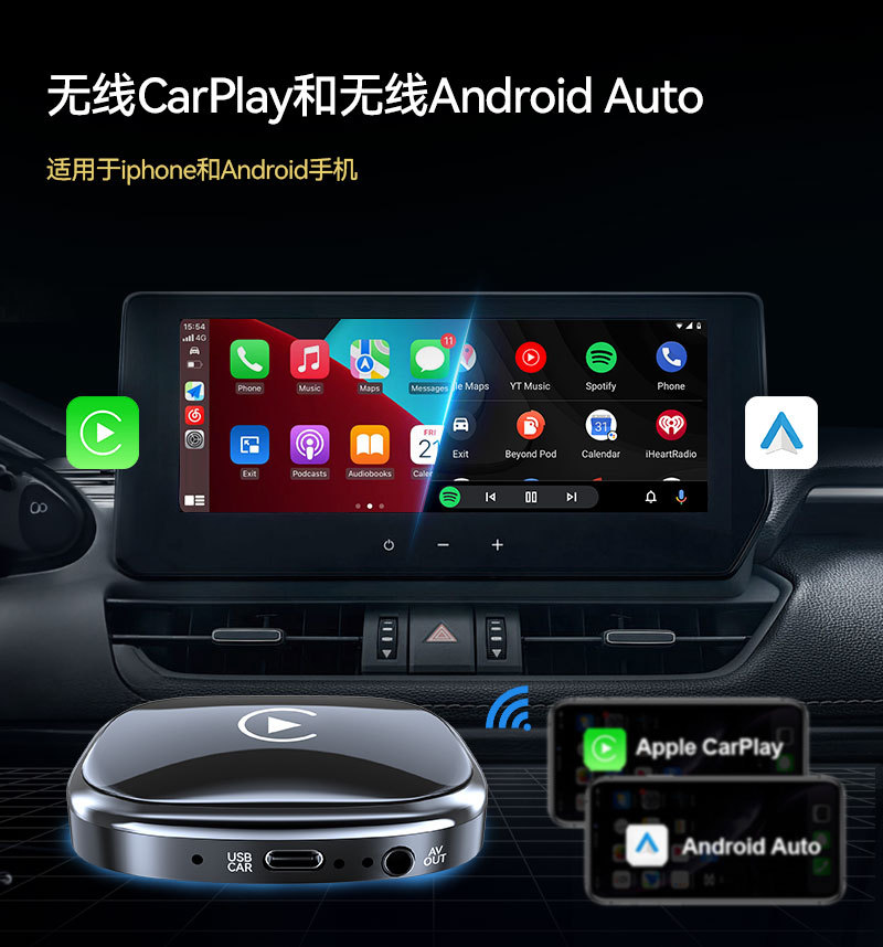 Wireless Carplay Box Smart Android 13 Car Machine Interconnection Box AIBOX Wireless carplay Adapter