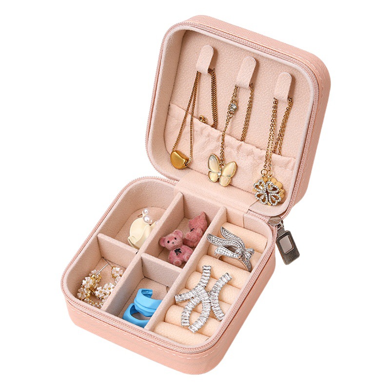 Caja de joyería de estilo coreano anillo de viaje portátil pendientes collar caja de acabado de almacenamiento caja de joyería de alto valor de color al por mayor