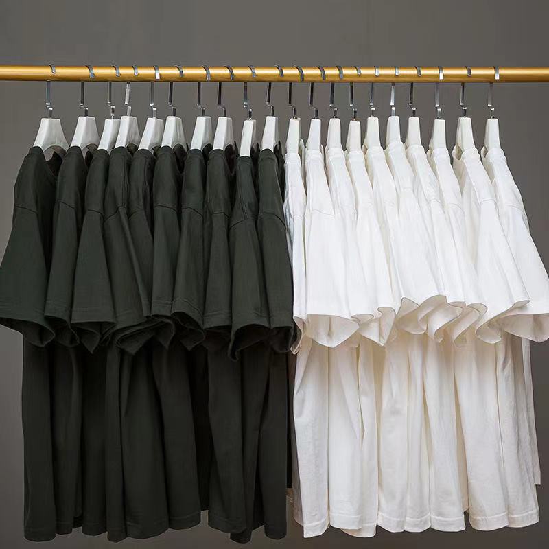 重磅新疆棉厚实女装纯棉圆领短袖t恤男女上衣批发大码宽松女式T恤