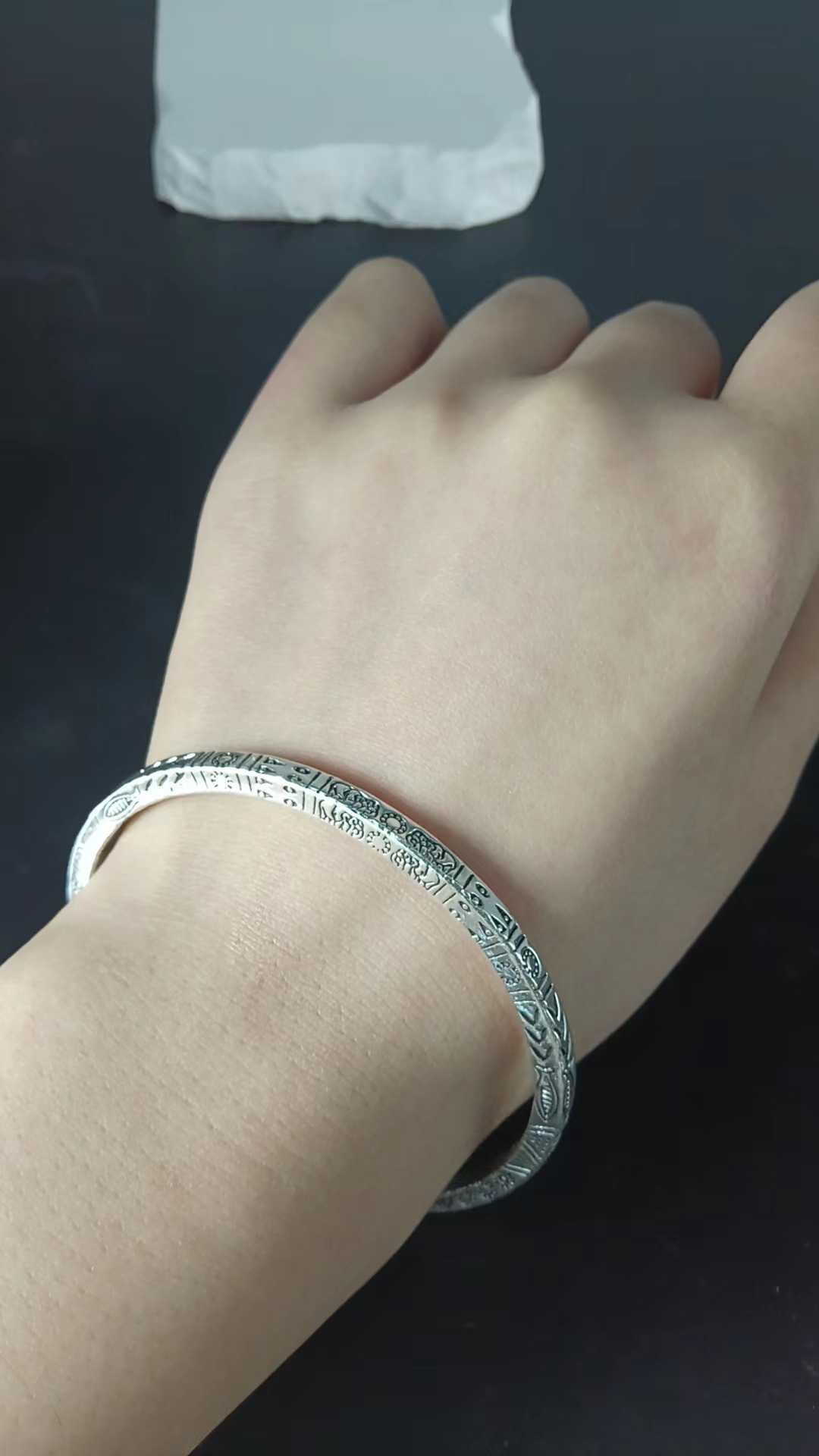 Totem bohémien 2 pezzi con anello aperto solido placcato in argento, design di nicchia, braccialetto in stile etnico_voghion.com