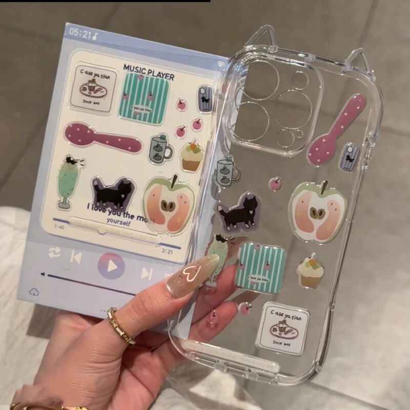 Cute cat ears Apple 16/15promax mobile phone case 11 anti-fall iPhone13 all-inclusive 12/XS/14/8P