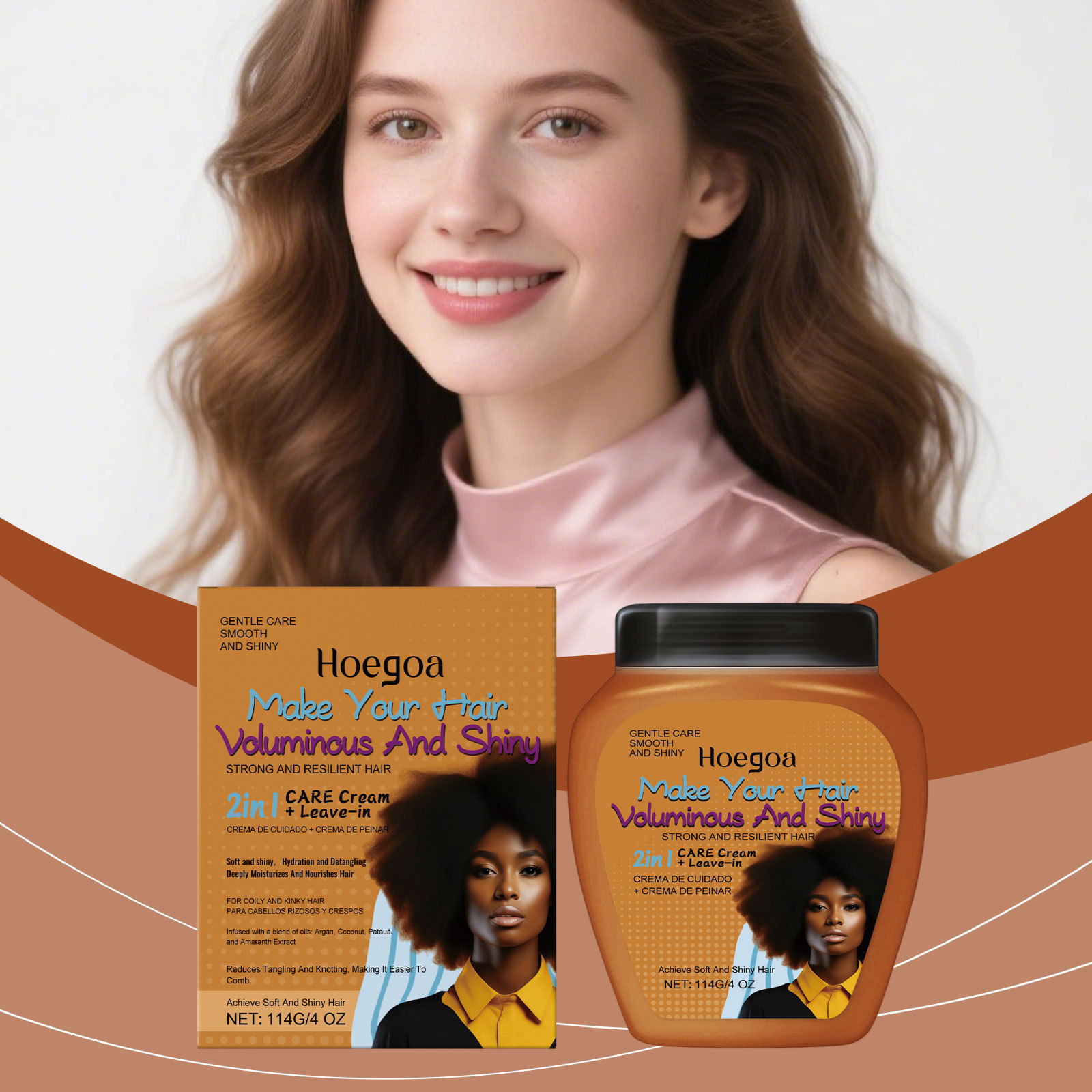 HOEGOA aceite de nuez de Marruecos crema para el cabello sin lavado para hidratar el cabello suave y brillante crema para el cabello diario image 1