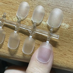 樂檬美甲甲片超薄無痕全半貼磨砂免刻磨梯形穿戴甲專用假指甲貼片