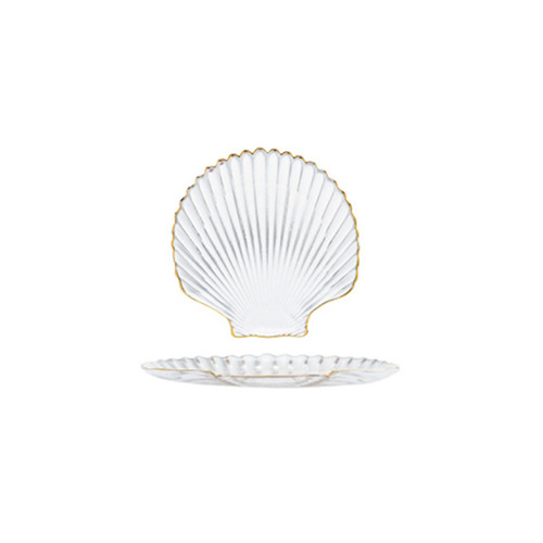 Creative gold edge transparent glass plate ocean series plate bowl tableware set fruit plate snack dessert cake plate
